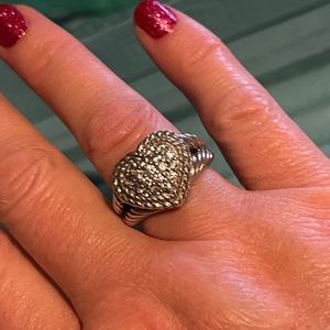Judith Ripka Heart Silver Faux Diamonds Ring
